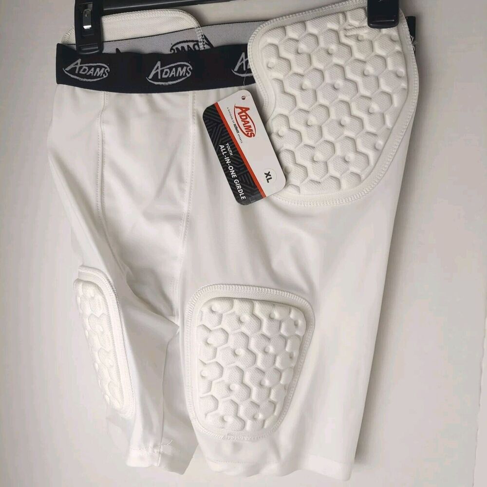 Schutt Youth XL Integrated Football Girdle Padded Shorts Boys 5 Pad White Adams